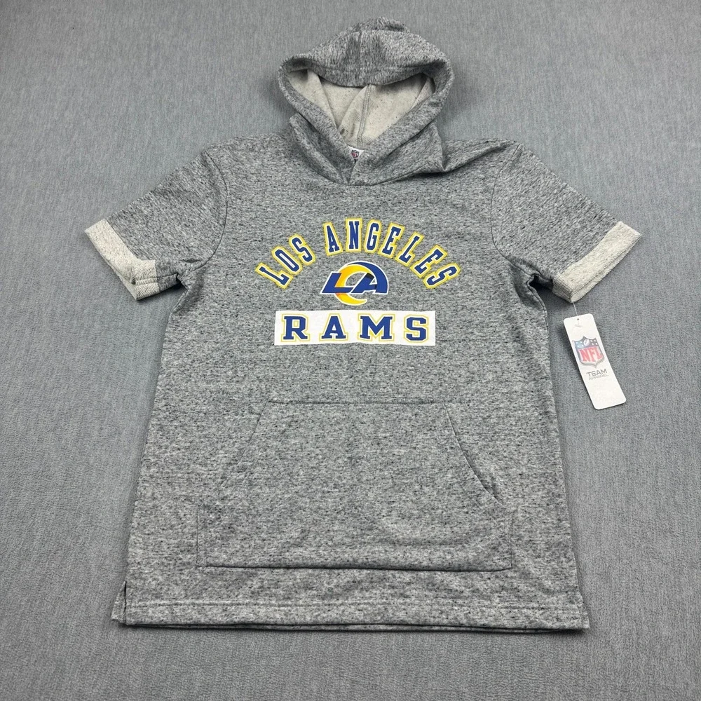 Los Angeles Rams Hoodie Youth Kids XL Gray Short Sleeve‎ NFL Team Apparel NWT